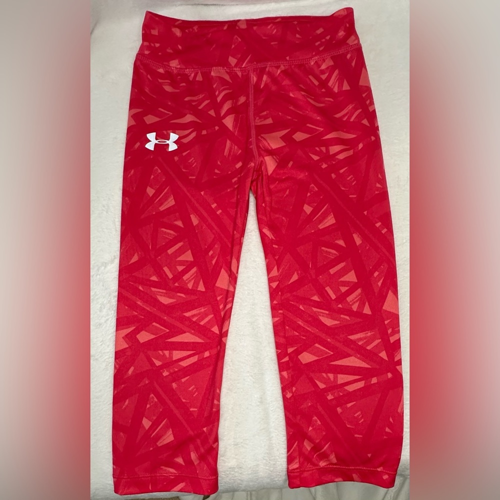 Girls Under Armour Red Performance Capris Leggings